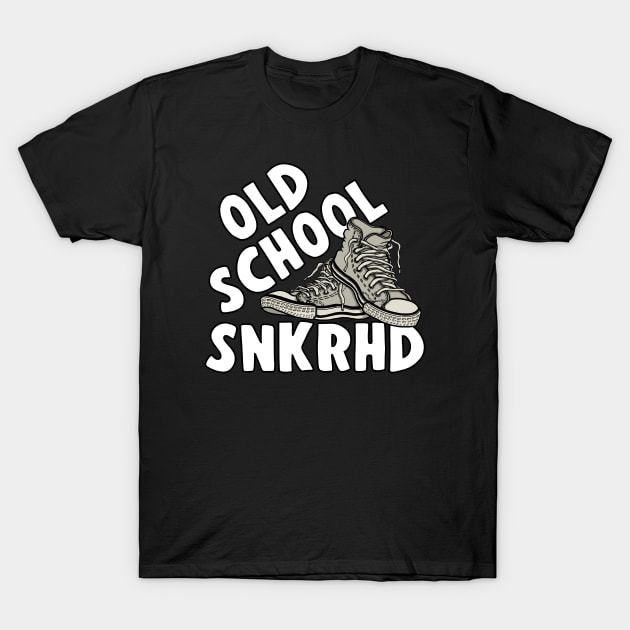 Funny OLD SCHOOL SNKRHD white hightops Sneaker Head T-Shirt by ScottyGaaDo